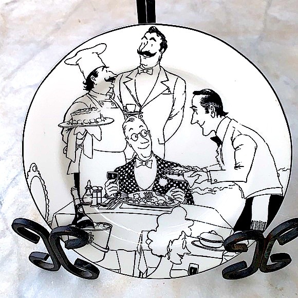 EPOCH LE RESTAURANT SALAD PLATE 8 1/8TH INCH WHITE BLACK ROUND E 120 - Picture 1 of 5